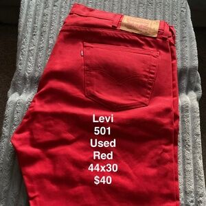 Red Levi 501 jeans